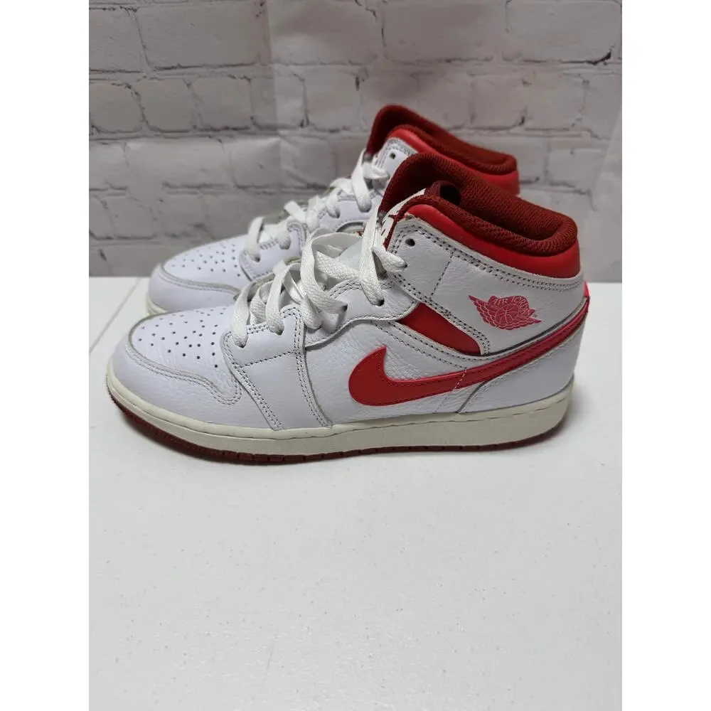 Nike Air Jordan 1 Mid SE GS White Red Sail Youth 6Y NIB